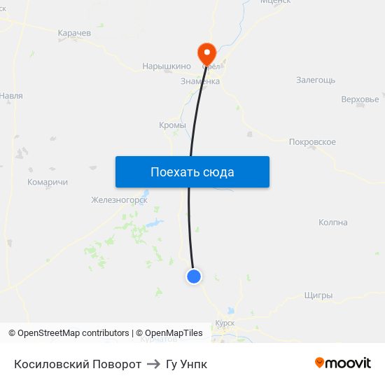 Косиловский Поворот to Гу Унпк map