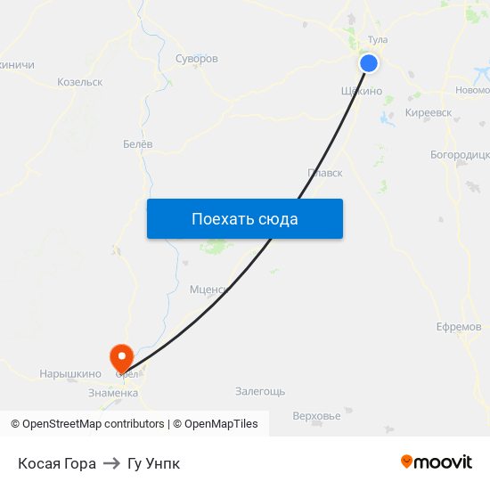 Косая Гора to Гу Унпк map