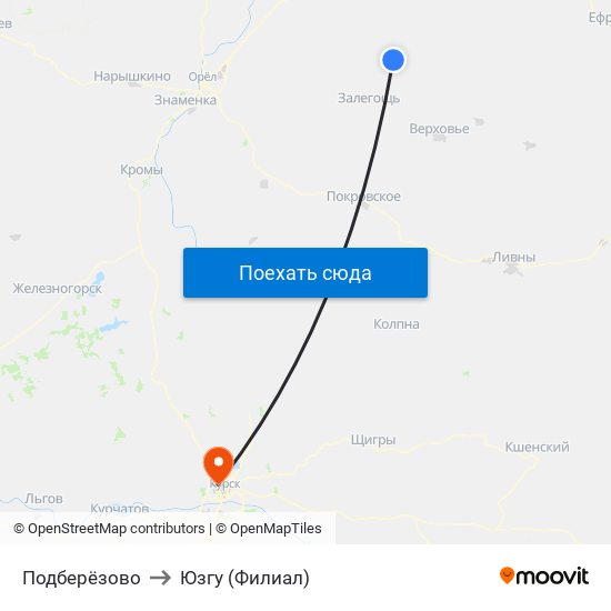 Подберёзово to Юзгу (Филиал) map