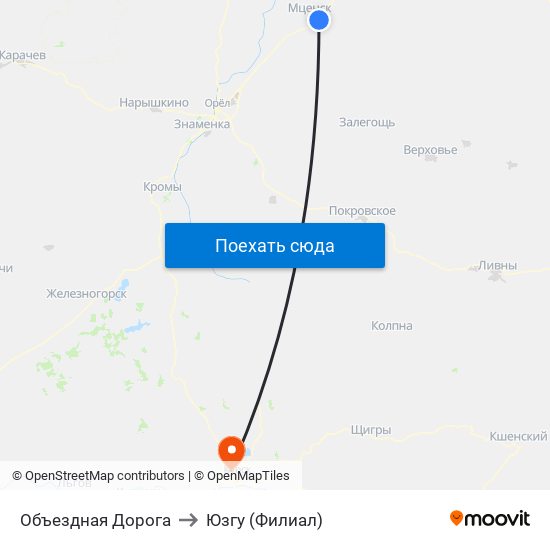 Объездная Дорога to Юзгу (Филиал) map