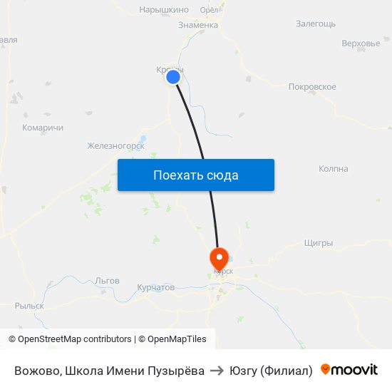 Вожово, Школа Имени Пузырёва to Юзгу (Филиал) map