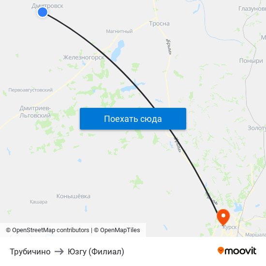 Трубичино to Юзгу (Филиал) map