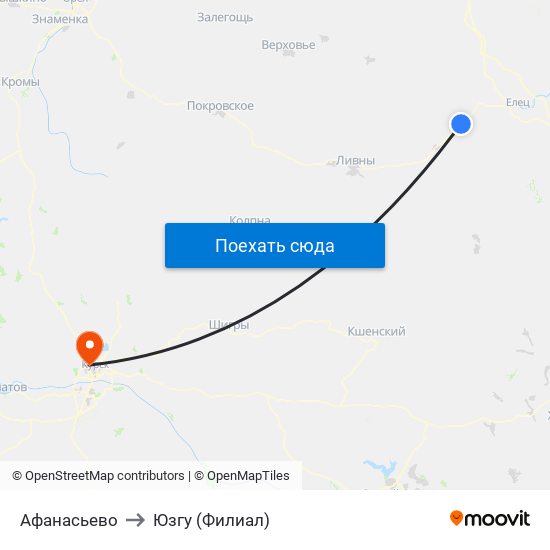 Афанасьево to Юзгу (Филиал) map
