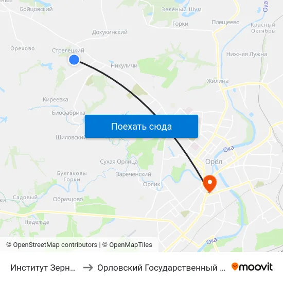 Институт Зернобобовых Культур to Орловский Государственный Университет (Польский Корпус) map
