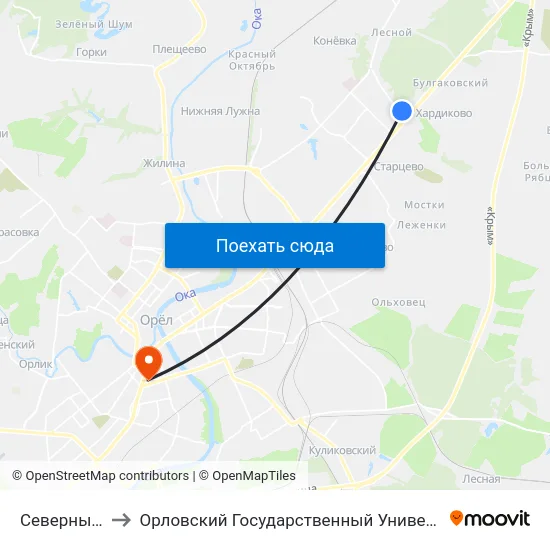 Северный Рынок to Орловский Государственный Университет (Польский Корпус) map