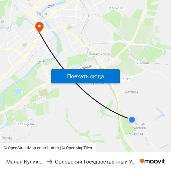 Малая Куликовка, Середина to Орловский Государственный Университет (Польский Корпус) map