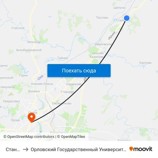 Становое to Орловский Государственный Университет (Польский Корпус) map