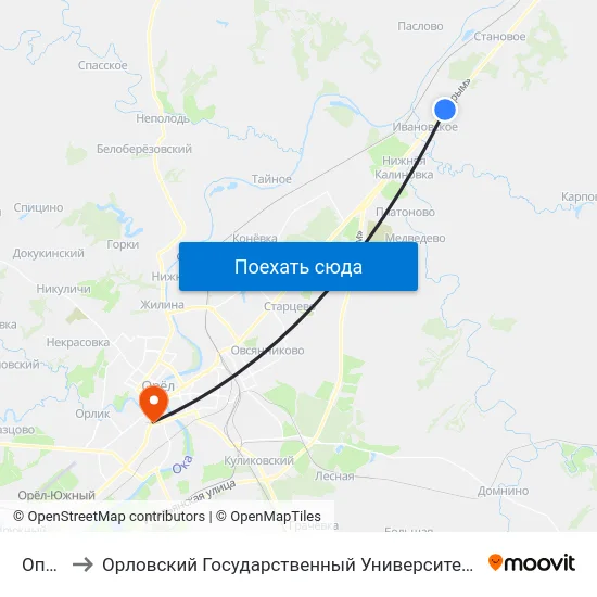 Оптуха to Орловский Государственный Университет (Польский Корпус) map