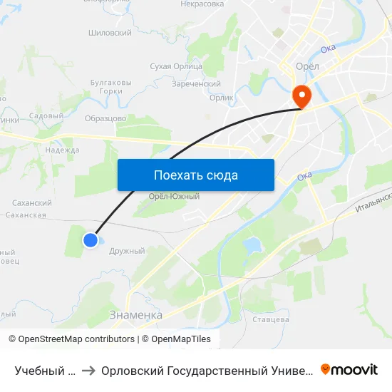 Учебный Посёлок to Орловский Государственный Университет (Польский Корпус) map