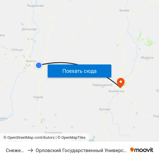 Снежетьская to Орловский Государственный Университет (Польский Корпус) map