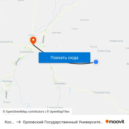 Космос to Орловский Государственный Университет (Польский Корпус) map