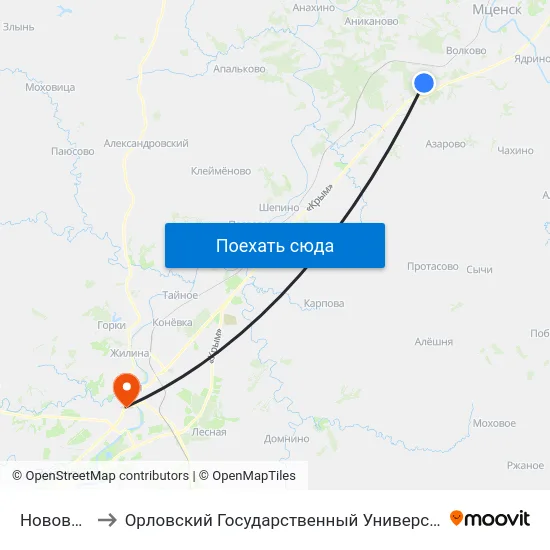 Нововолково to Орловский Государственный Университет (Польский Корпус) map