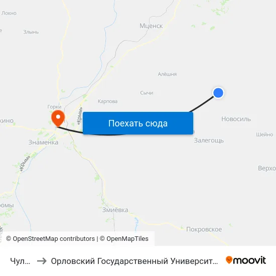 Чулково to Орловский Государственный Университет (Польский Корпус) map
