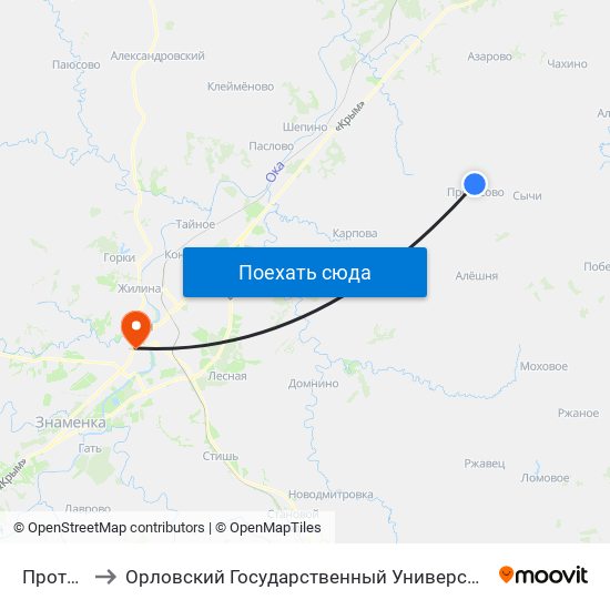 Протасово to Орловский Государственный Университет (Польский Корпус) map