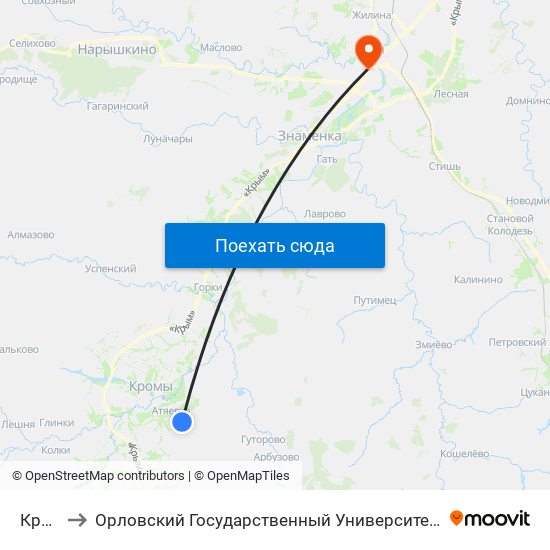 Кромы to Орловский Государственный Университет (Польский Корпус) map