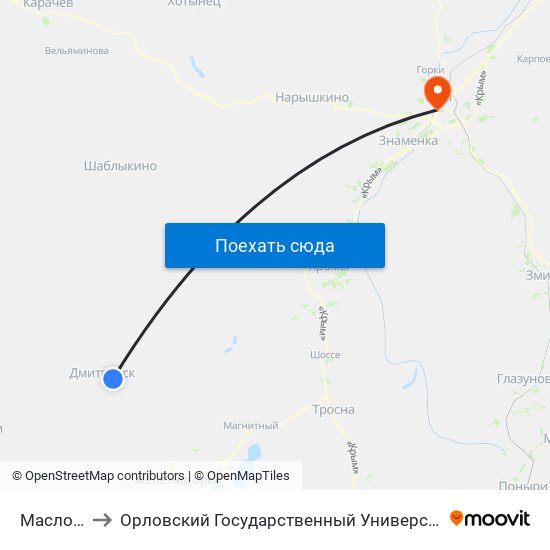 Маслозавод to Орловский Государственный Университет (Польский Корпус) map