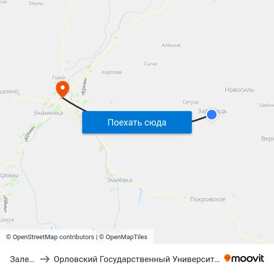 Залегощь to Орловский Государственный Университет (Польский Корпус) map