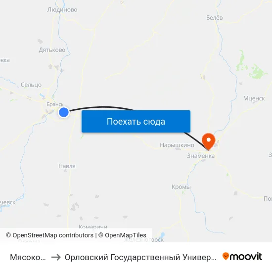 Мясокомбинат to Орловский Государственный Университет (Польский Корпус) map