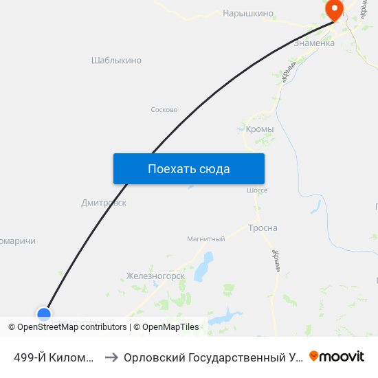 499-Й Километр (Дедоводье) to Орловский Государственный Университет (Польский Корпус) map