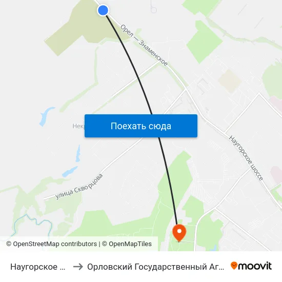 Наугорское Кладбище to Орловский Государственный Аграрный Университет map