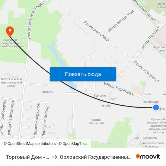 Торговый Дом «Тургеневский» to Орловский Государственный Аграрный Университет map