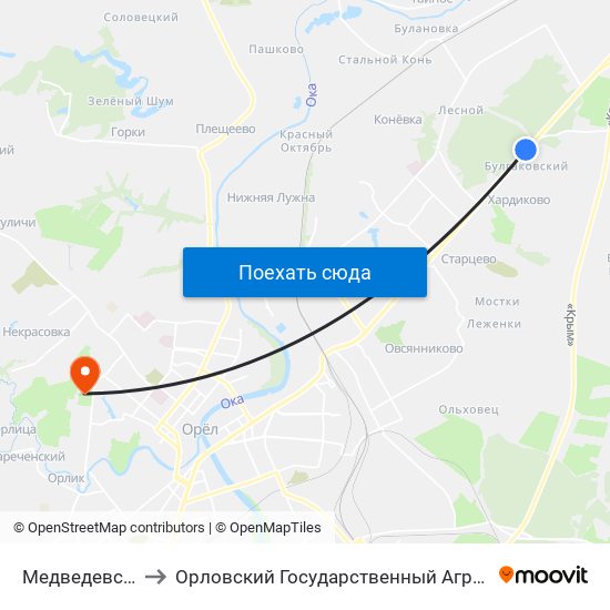 Медведевский Дес to Орловский Государственный Аграрный Университет map