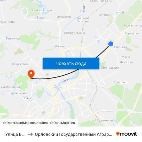 Улица Бурова to Орловский Государственный Аграрный Университет map