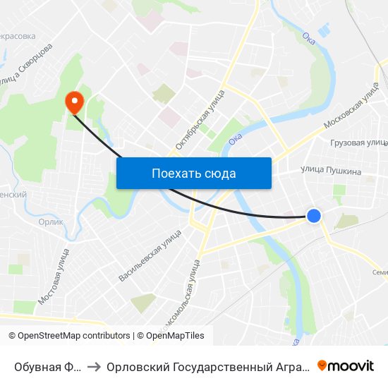 Обувная Фабрика to Орловский Государственный Аграрный Университет map