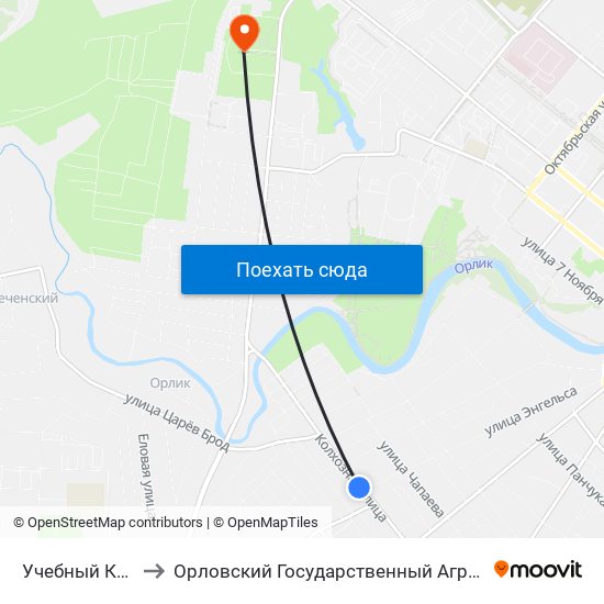 Учебный Комбинат to Орловский Государственный Аграрный Университет map