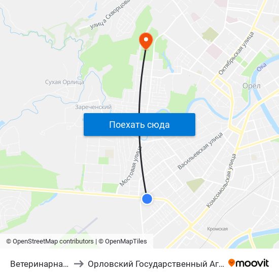 Ветеринарная Клиника to Орловский Государственный Аграрный Университет map