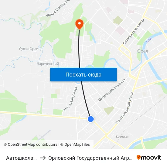 Автошкола Досааф to Орловский Государственный Аграрный Университет map