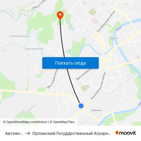 Автовокзал to Орловский Государственный Аграрный Университет map