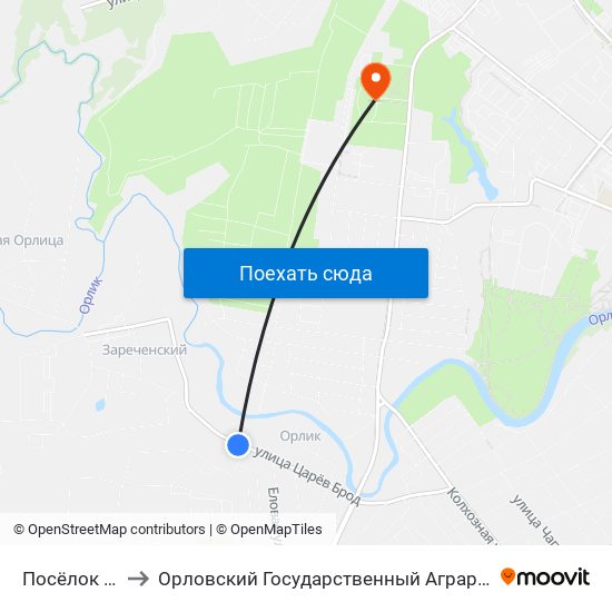 Посёлок Орлик to Орловский Государственный Аграрный Университет map