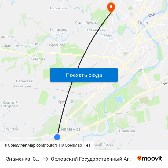Знаменка, Сельсовет to Орловский Государственный Аграрный Университет map