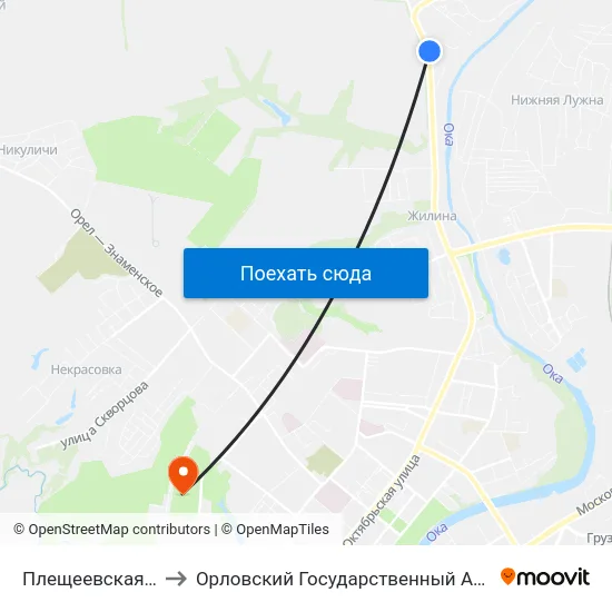 Плещеевская Больница to Орловский Государственный Аграрный Университет map