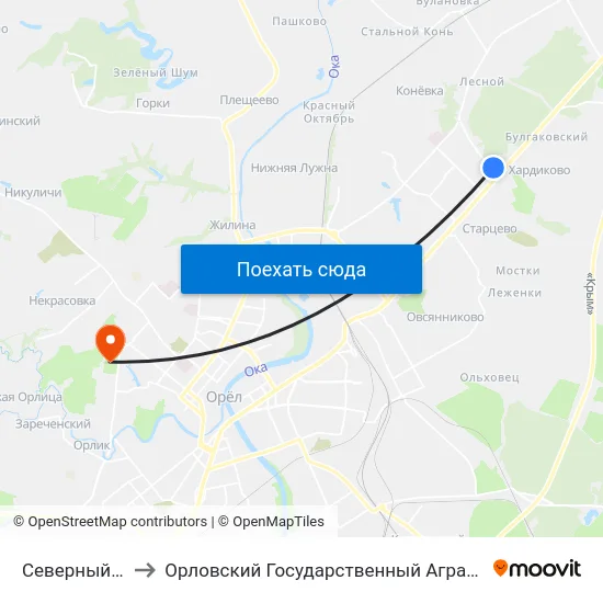 Северный Рынок to Орловский Государственный Аграрный Университет map