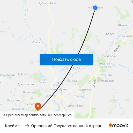 Клеймёново to Орловский Государственный Аграрный Университет map