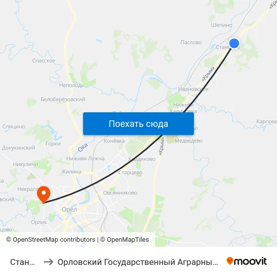 Становое to Орловский Государственный Аграрный Университет map