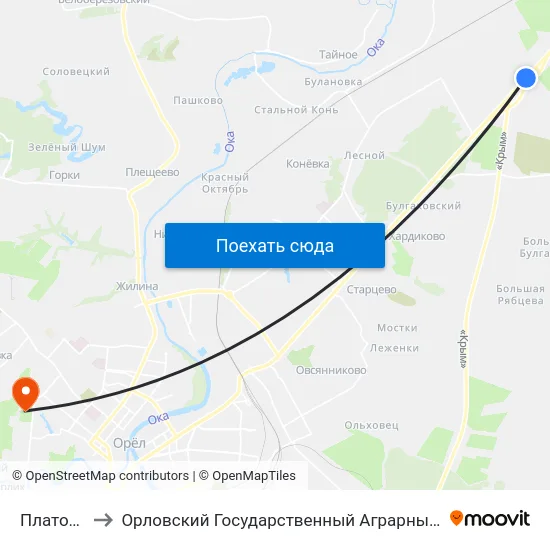 Платоново to Орловский Государственный Аграрный Университет map