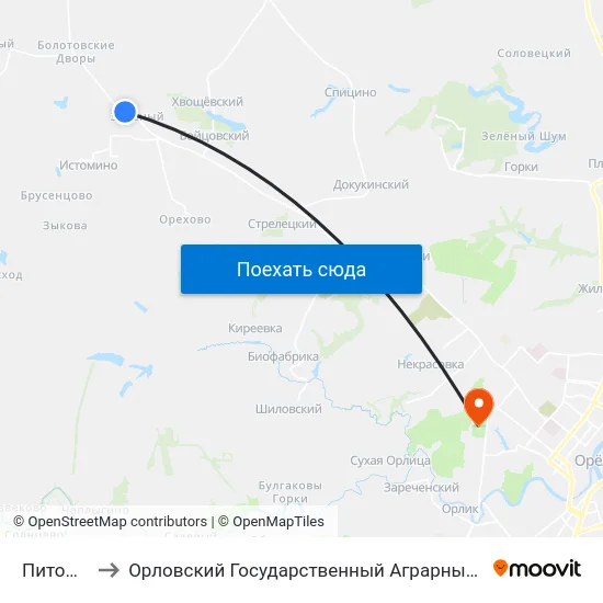 Питомник to Орловский Государственный Аграрный Университет map