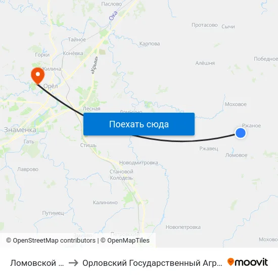 Ломовской Поворот to Орловский Государственный Аграрный Университет map