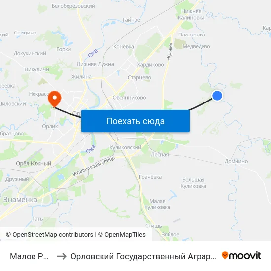 Малое Рябцево to Орловский Государственный Аграрный Университет map