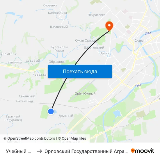 Учебный Посёлок to Орловский Государственный Аграрный Университет map