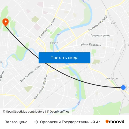 Залегощенское Шоссе to Орловский Государственный Аграрный Университет map