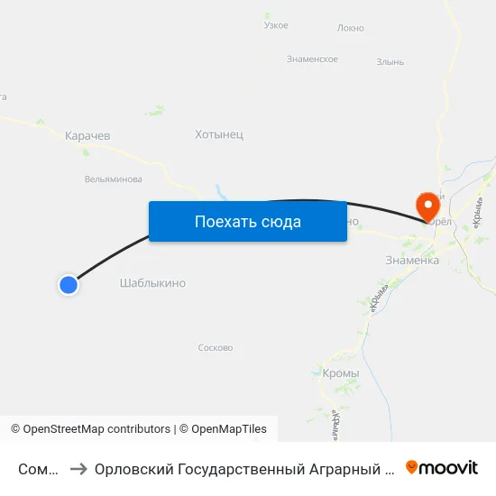 Сомово to Орловский Государственный Аграрный Университет map