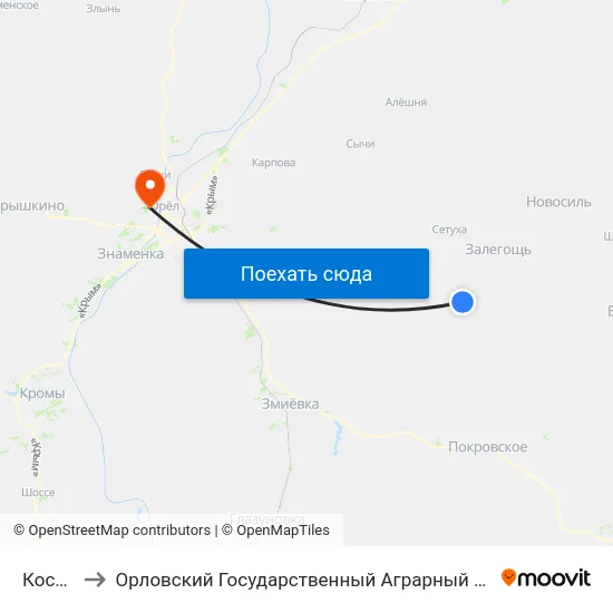 Космос to Орловский Государственный Аграрный Университет map