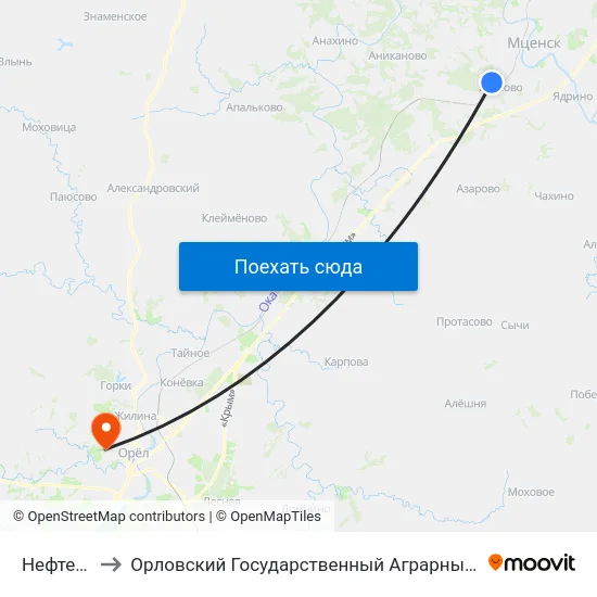 Нефтебаза to Орловский Государственный Аграрный Университет map