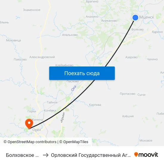 Болховское Кладбище to Орловский Государственный Аграрный Университет map