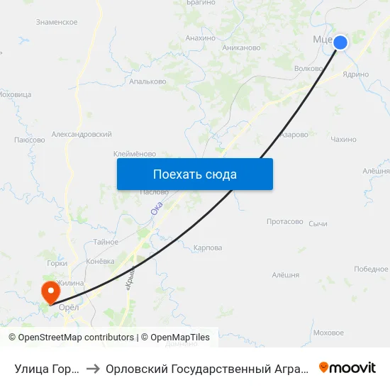 Улица Горбатова to Орловский Государственный Аграрный Университет map