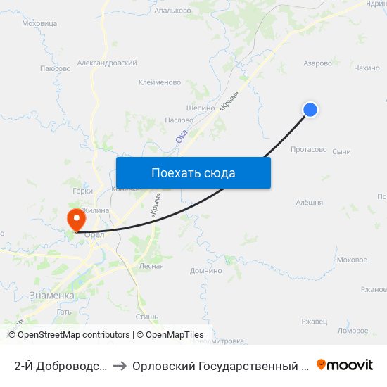 2-Й Доброводский Посёлок to Орловский Государственный Аграрный Университет map